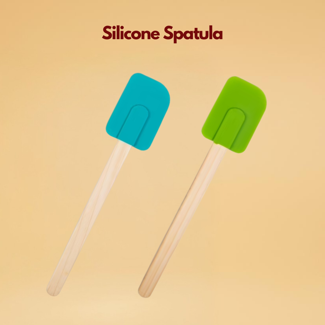 Silicon Spatula Set of 2 (Wooden Handle)