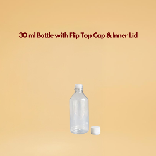 30 ml Bottle with Flip Top Cap & Inner Lid