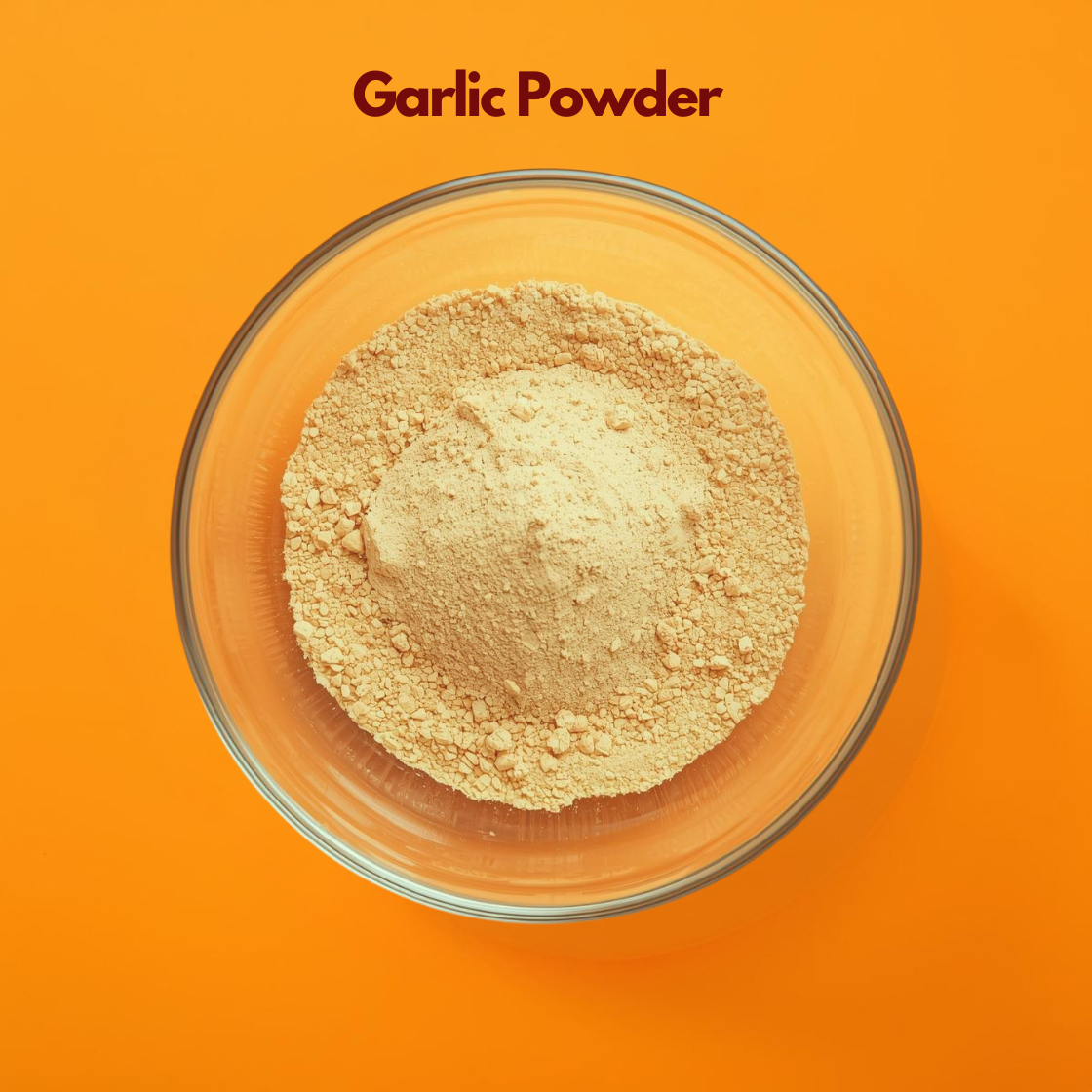 Garlic powder in a transparent bowl, natural herbal powder used for hair fall control, scalp treatment, and skincare formulations, ideal for DIY hair masks and antibacterial cosmetic applications.