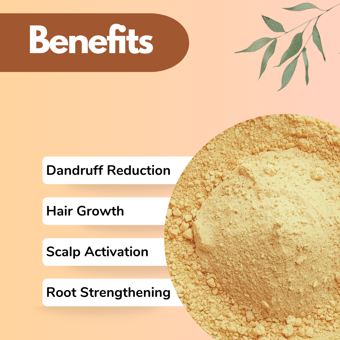 Guava Leaves Powder Herbal Skincare & Hair Care Powder for Acne & Pore Tightening | Benefits infographic showing rich brown Psidium guajava leaf powder in a circular dish on a peach background with decorative botanical leaf. Guava leaf powder is a natural astringent herbal ingredient used in organic face packs, pore minimizing skincare formulations, and Ayurvedic scalp treatments. Benefits listed: Pore Tightening, Acne Control, Scalp Cleansing, and Hair Fall Control. Excellent for organic skincare brands,