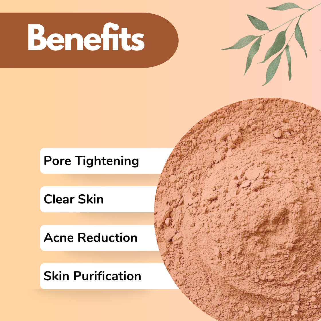 Jamun Powder  Herbal Powder for Clear Skin & Pore Minimizing | Benefits image showcasing dusty rose-mauve Syzygium cumini (black plum) powder in a wide circular bowl on a peach background with green leaf illustration. Jamun powder is a rich antioxidant herbal ingredient used in natural face packs, anti-acne skincare formulations, and herbal beauty care & skincare for radiant skin. Benefits displayed: Pore Tightening, Clear Skin, Acne Reduction, and Skin Purification. Great for natural beauty brands