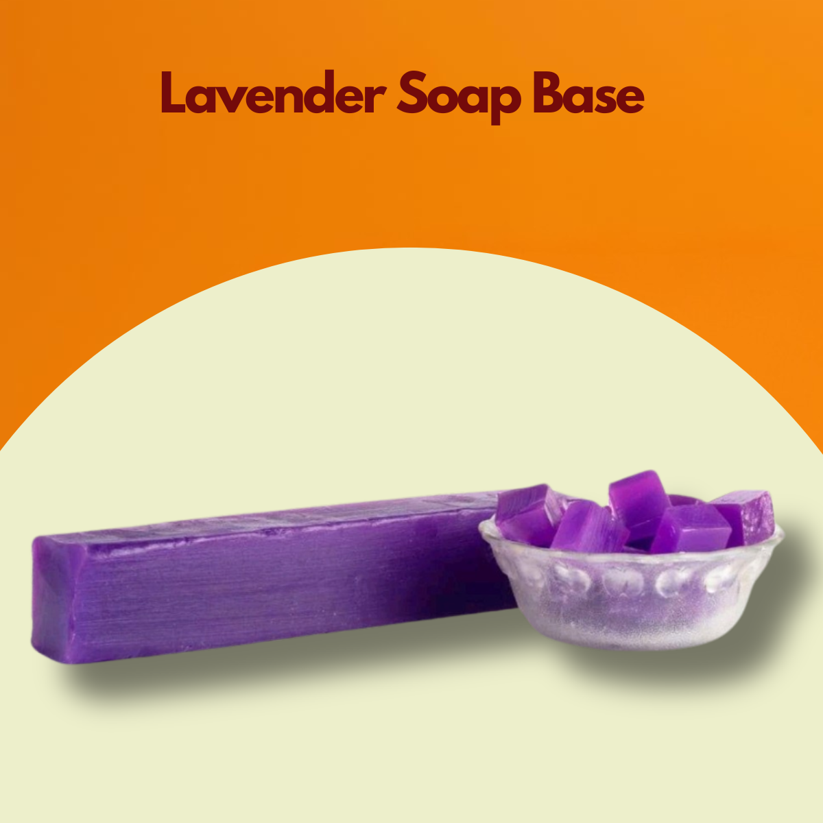  Image titled Lavender Soap Base showing a rich purple soap log beside a clear bowl filled with neatly cut cubes. This lavender melt and pour soap base emphasizes its bold color and smooth texture for handcrafted soap projects.