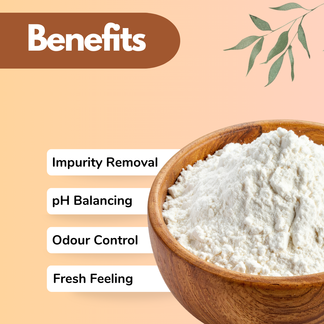 Cosmetic ingredient infographic displaying "Sodium Bicarbonate" powder in a wooden bowl with formulation benefits including impurity removal, pH balancing, odour control, and fresh skin feeling. Sodium Bicarbonate is a functional cosmetic formulation ingredient used in cleansers, deodorants and personal care products to control odor, balance pH levels and support cleansing formulations.
