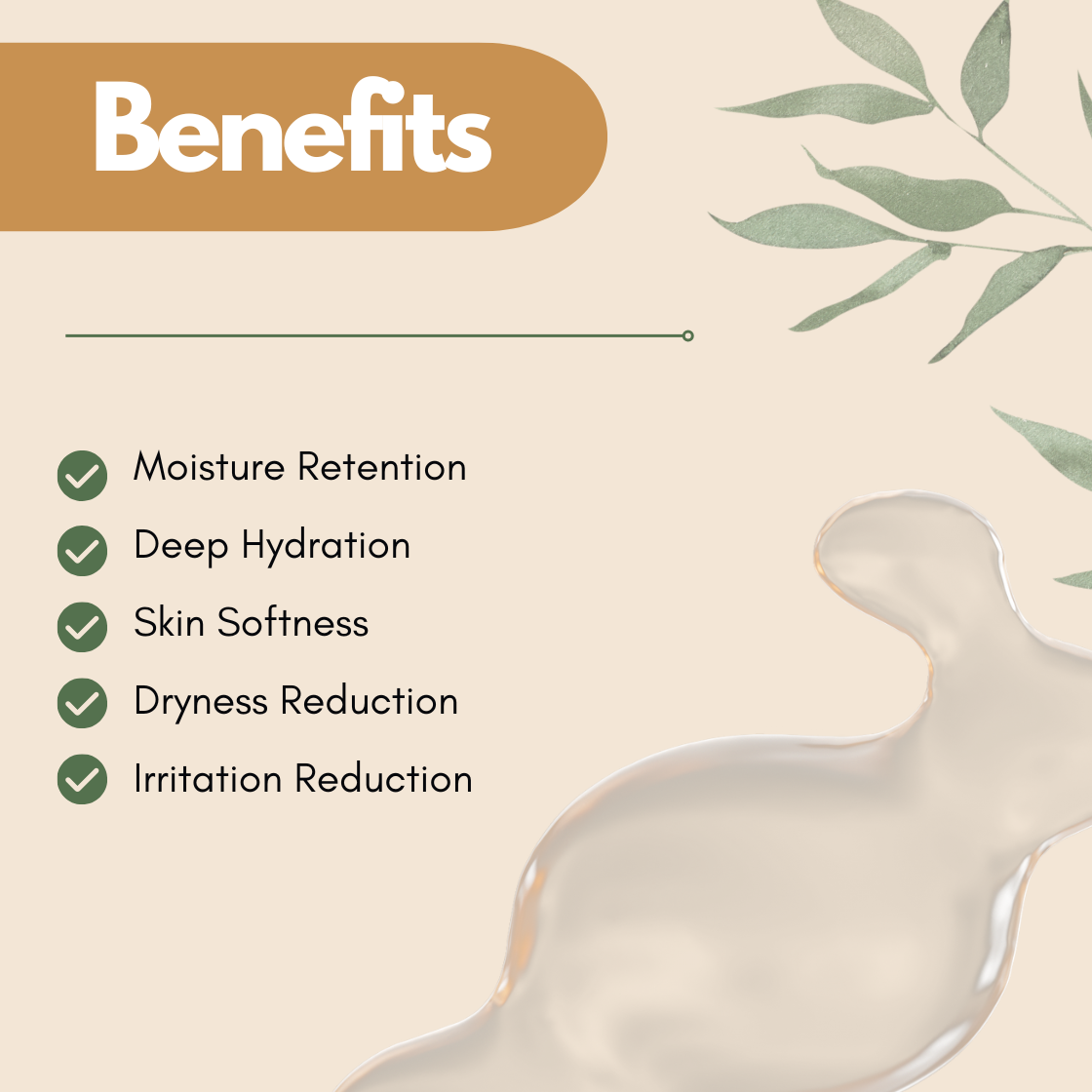 Cosmetic ingredient  "Sodium Lactate" infographic showing clear liquid cosmetic solubilizer with smooth fluid texture, highlighting benefits of Sodium Lactate such as moisture retention, deep hydration, skin softness, dryness reduction and Irritation reduction. This ingredient is commonly used in skincare products, facial cleansers, toners and cosmetic formulations.